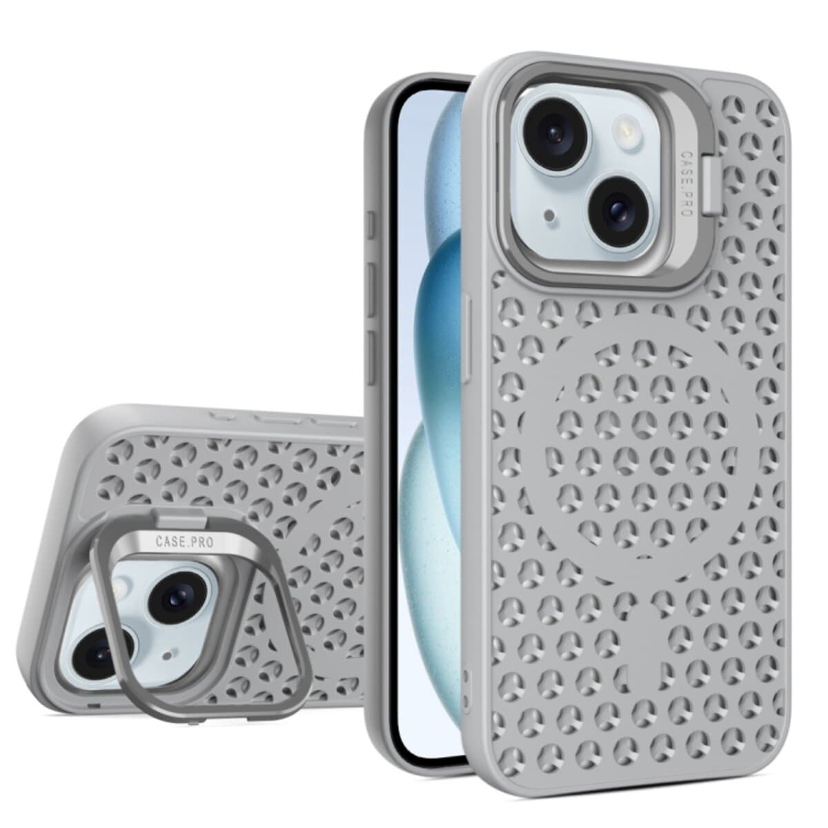 Защитный чехол-накладка Cosmic Grater Stand для Apple iPhone 15 Grey (GRASTiP15Grey)