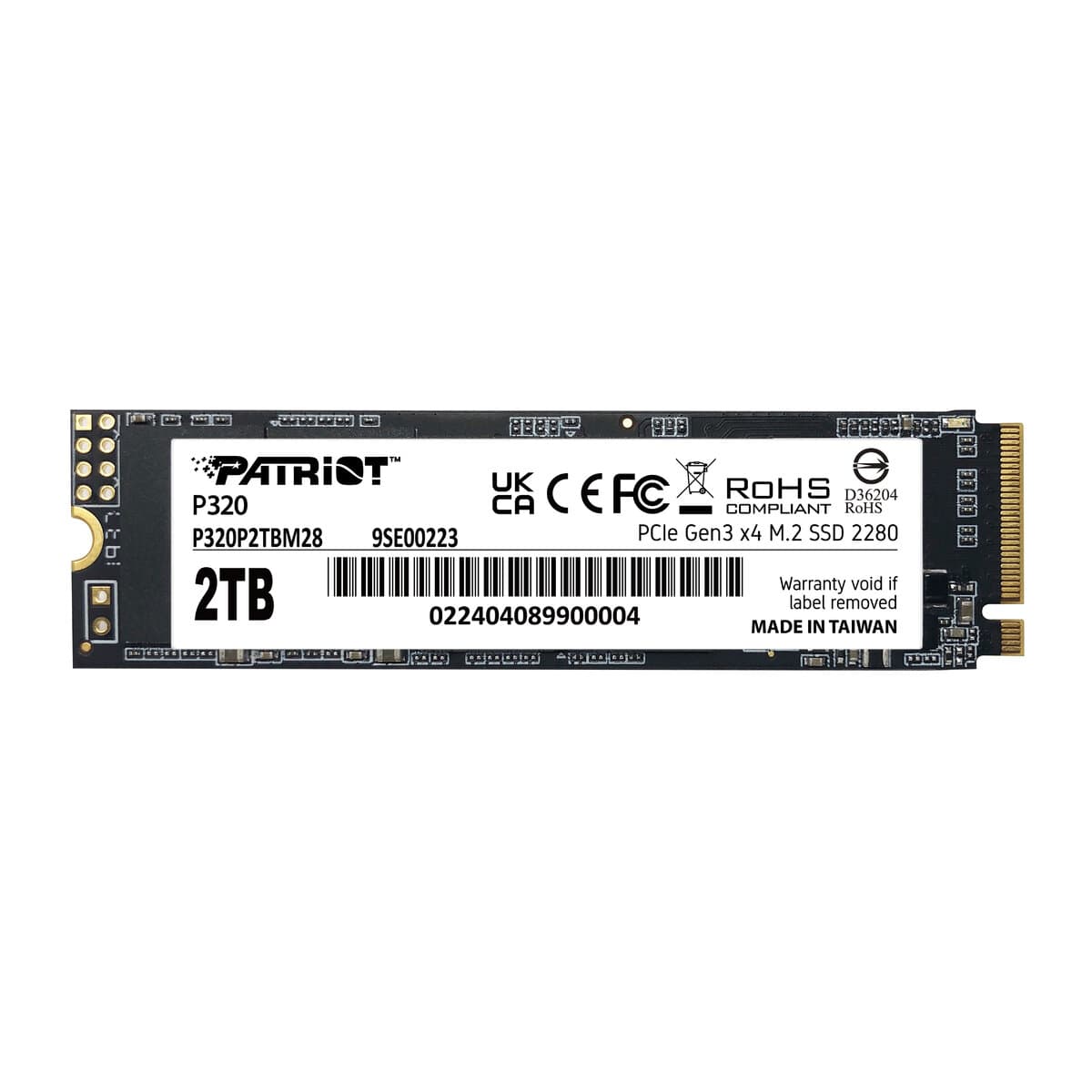 Твердотельный накопитель SSD Patriot P320 2TB M.2 NVMe 2280 Gen3.0 x4 3D TLC (P320P2TBM28)