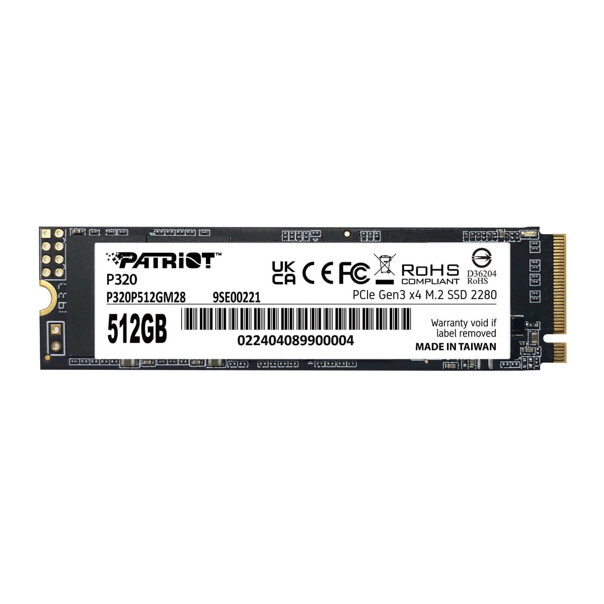 Твердотельный накопитель SSD Patriot P320 512GB M.2 NVMe 2280 Gen3.0 x4 3D TLC (P320P512GM28)