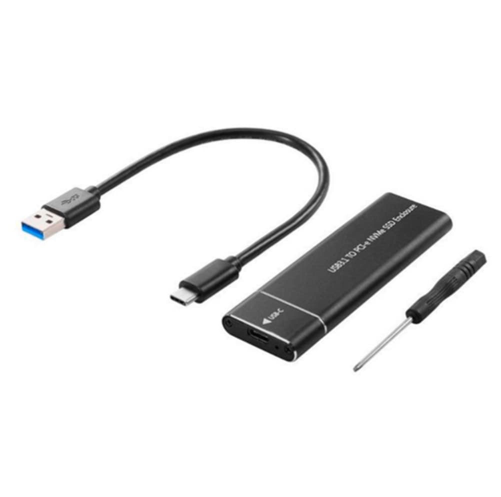 Зовнішня кишеня жорсткого диска жорсткого диска SSD M2 NVMe 10Гбс USB 3.1 Type-C Black (358907)