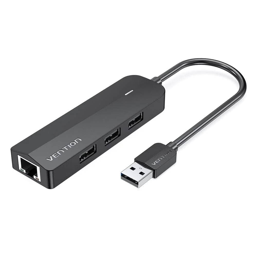 Хаб Vention USB 2.0 to 3х USB 2.0 RJ45 100M Ethernet Black (CHPBB)