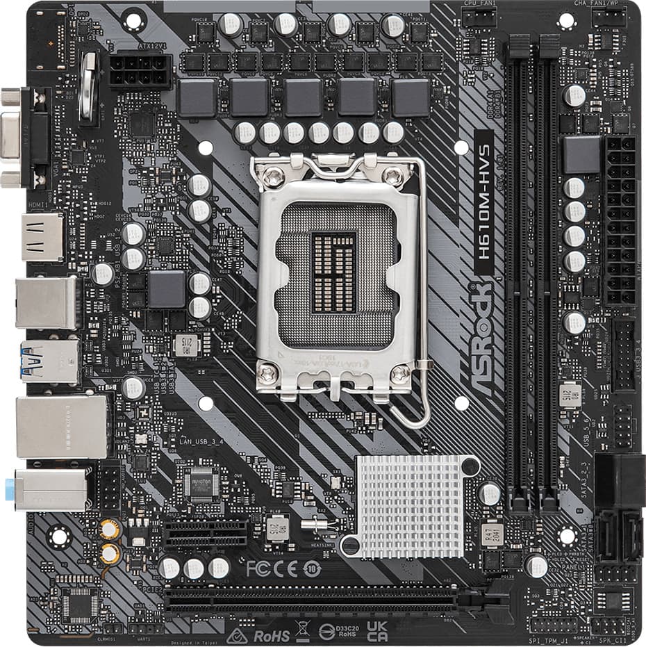 Материнська плата ASRock H610M-HVS Socket 1700/H610 2*DDR4 1xPCIex16 HDMI/VGA 4xSATAІІІ GLan 7.1ch mATX