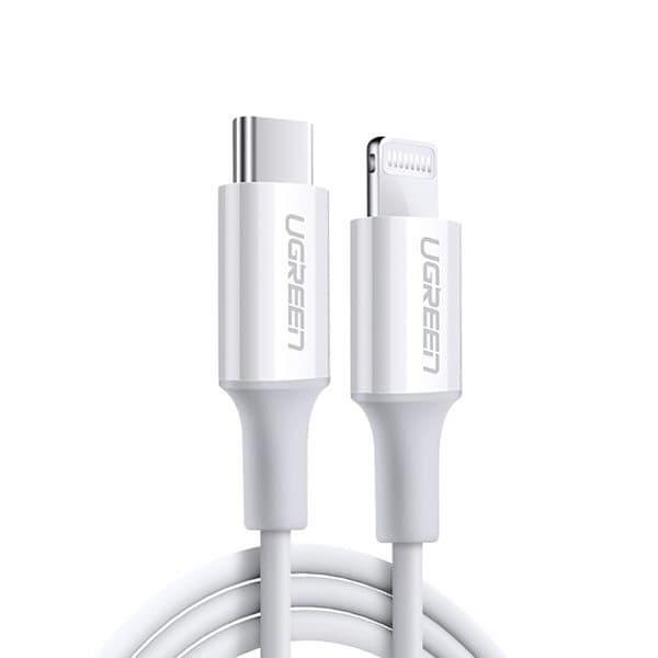 Кабель UGREEN US171 USB 2.0 Type-C M - Lightning M 2м 3A никелированный ABS оболочка White (60749)