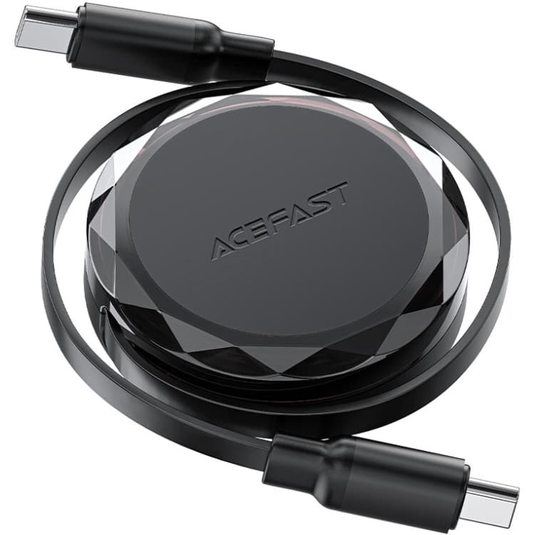 Кабель рулетка Acefast C13-03 USB 2.0 Type-C to Type-C 0.8 м 60W 3A, dual retraction Black