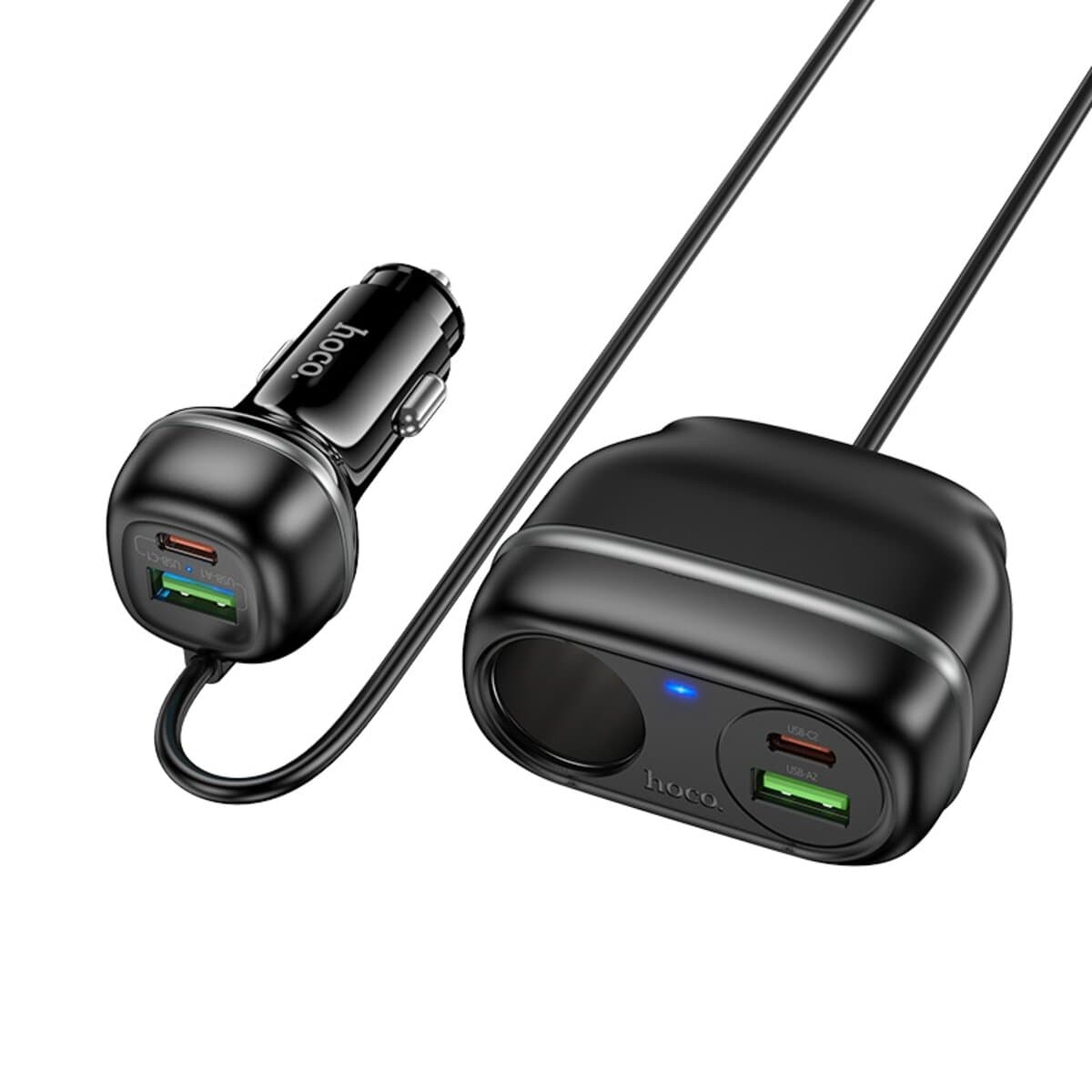 Автомобильное зарядное устройство HOCO Z59A Rank 96W 2xType-C 2xUSB cigarette lighter slot car charger Black
