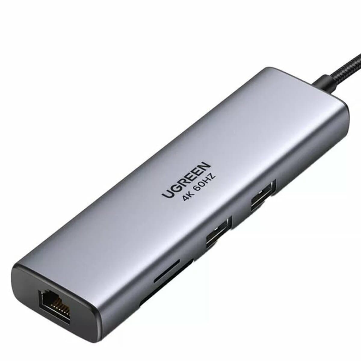 USB-хаб UGREEN CM512 Type-C to 2xUSB3.0+HDMI+RJ45+SD&amp;TF +PD port Converter Metal Grey (UGR-90568)