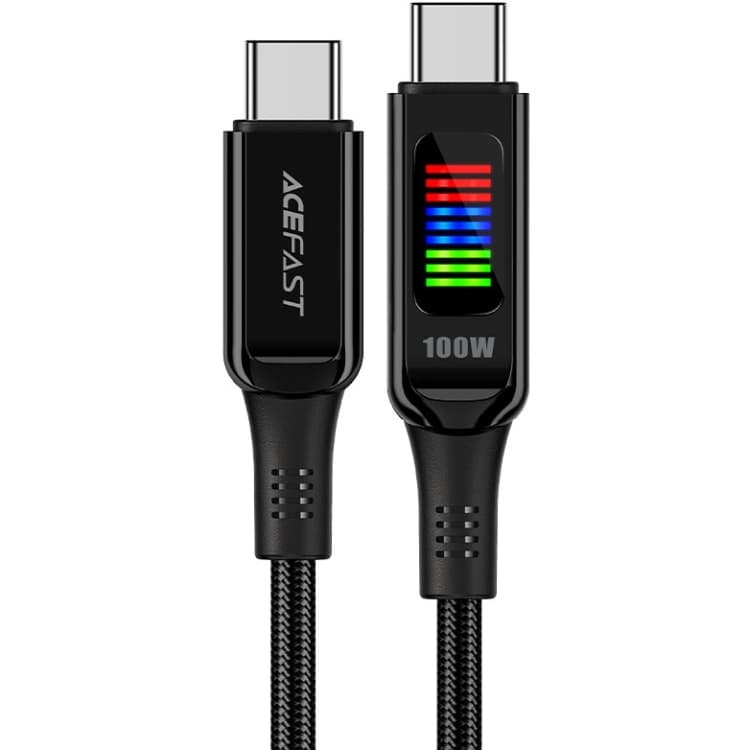 Кабель Acefast C7-03 USB 2.0 Type-C to Type-C 1.2 м 100W with display Black