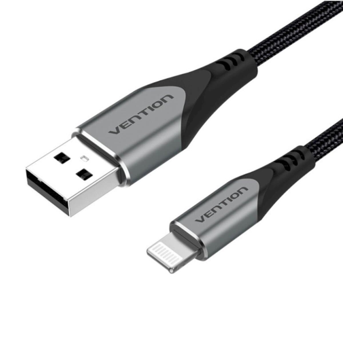 Кабель Vention USB 2.0 to Lightning Cable 1m 2.4А Aluminum Alloy Type Grey-Black (LABHF)