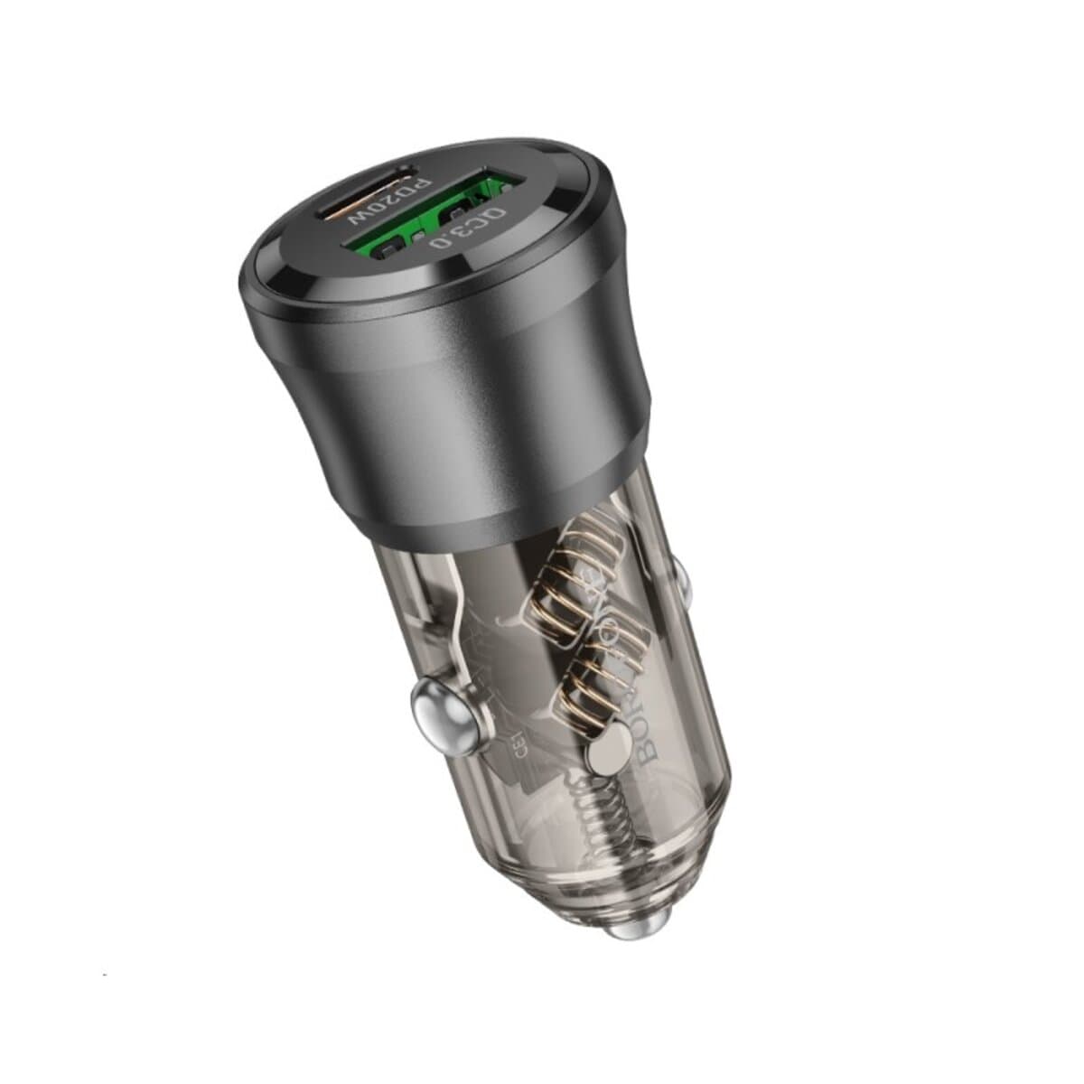 Автомобільний зарядний пристрій BOROFONE BZ25 Journey PD38W 1xType-C 1xUSB car charger Transparent Black