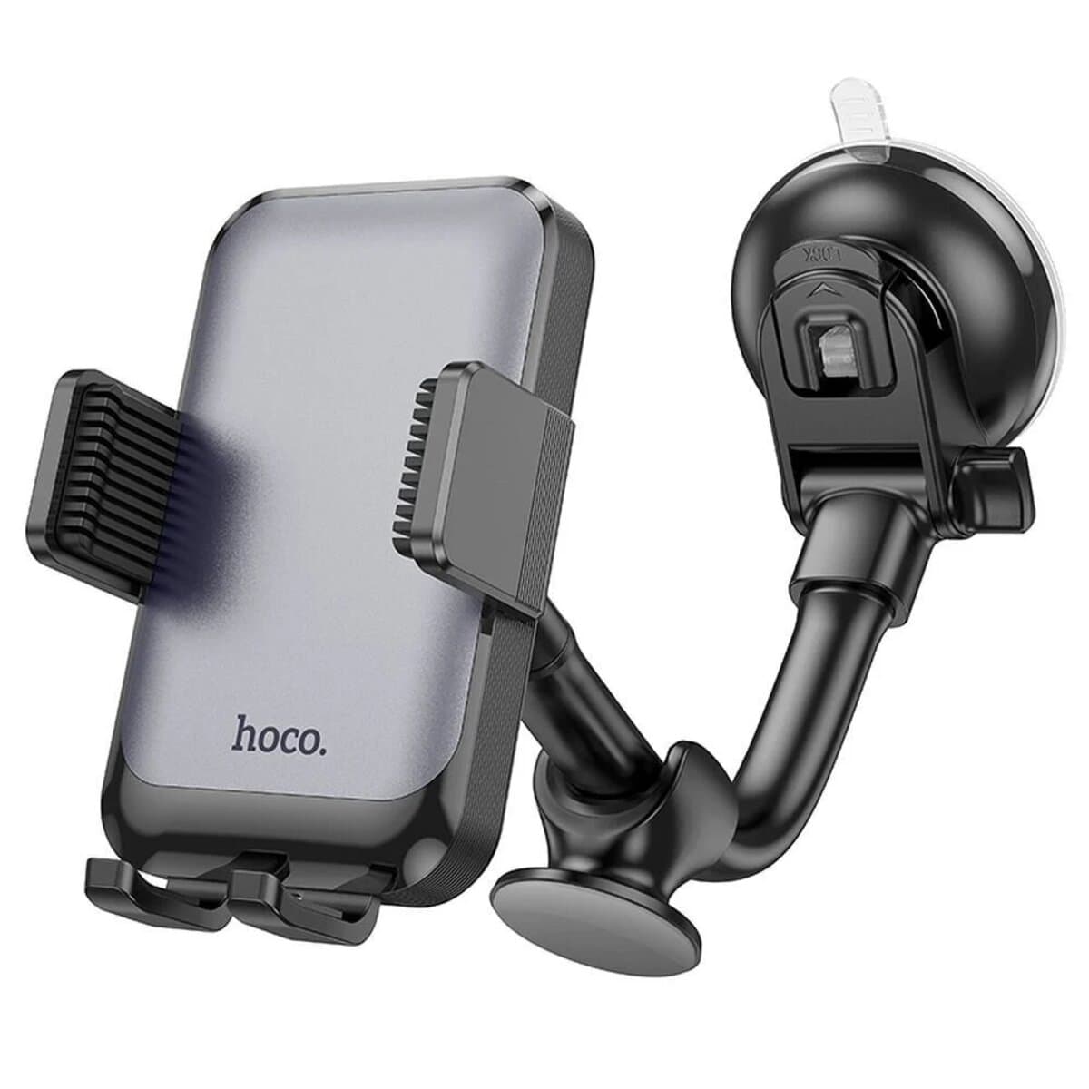 Автомобильный держатель автодержатель HOCO H27 Rock push-type car holder center console Black-Gray