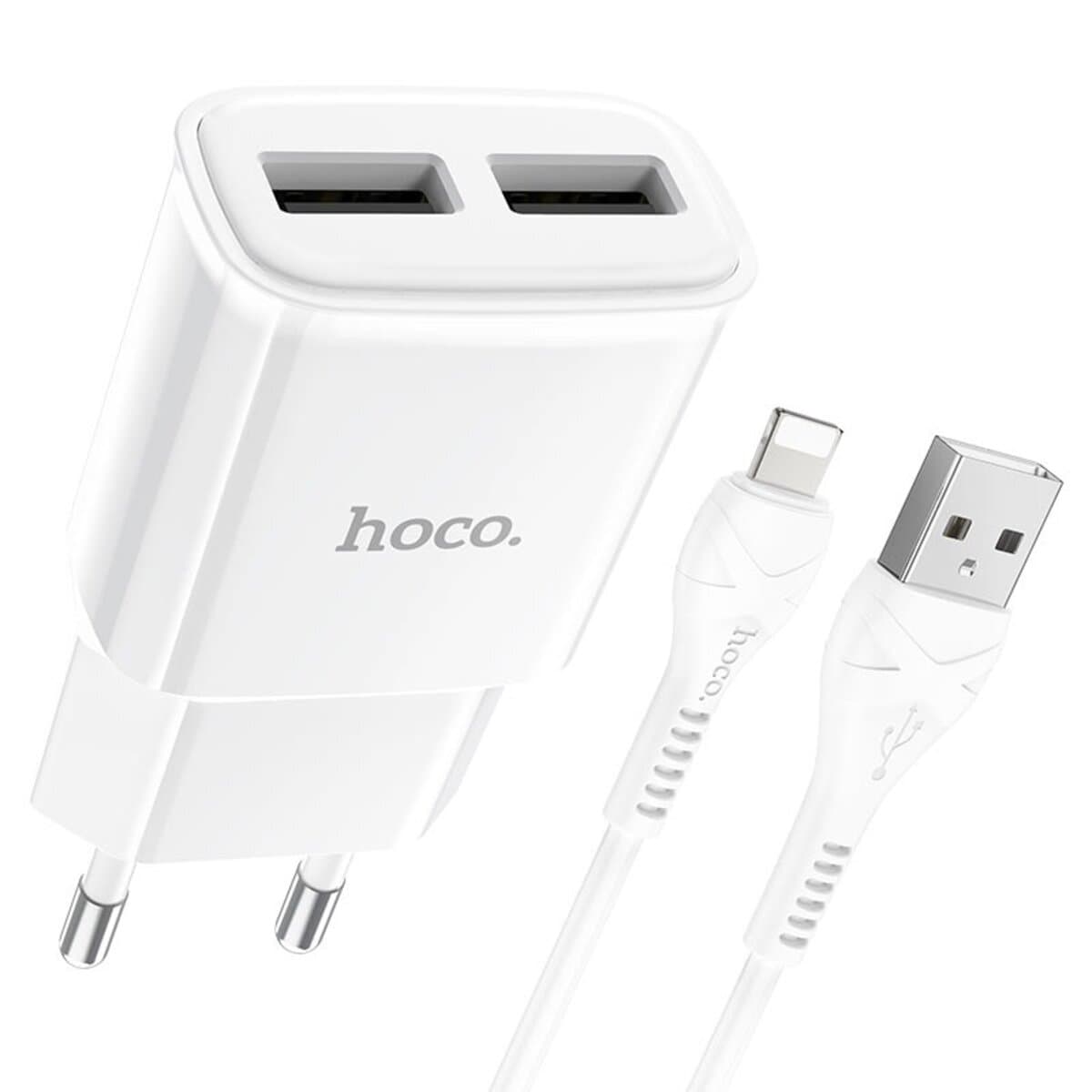 Зарядний пристрій HOCO C88A Star round dual port charger set USB to Lightning cable 12W 2.4A White