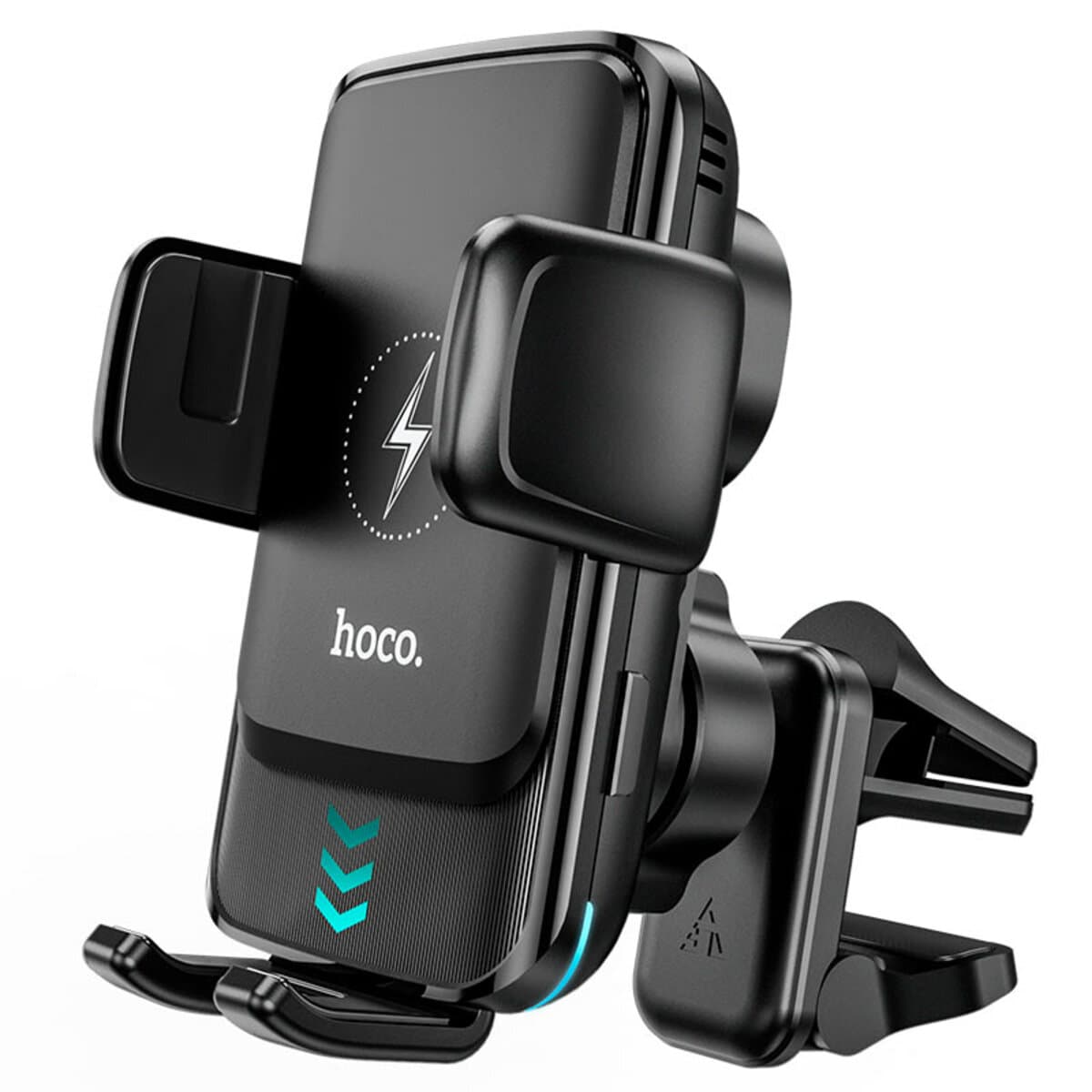 Автомобильный держатель автодержатель с QI HOCO S35 Smart alignment wireless charging car holder Black