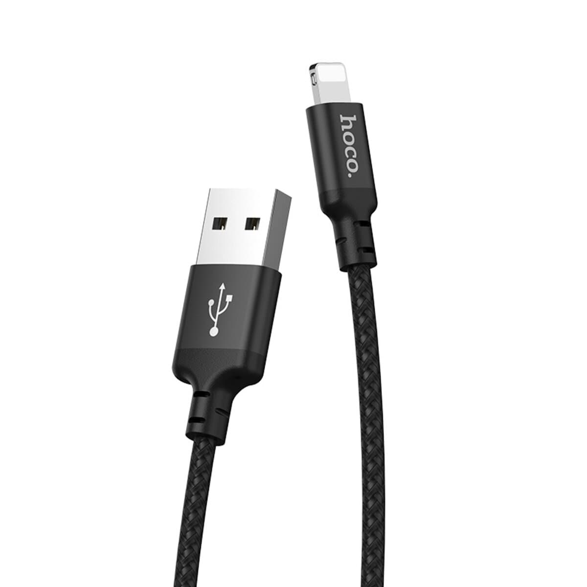 Кабель HOCO X14 USB to Lightning 2A 1m nylon aluminum connectors Black