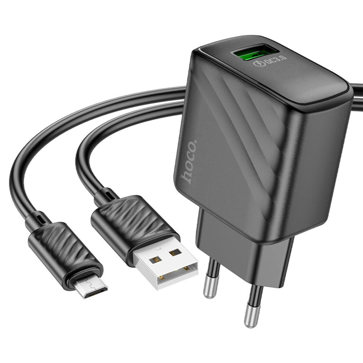 Зарядное устройство HOCO CS21A Rich single port QC3.0 charger set USB to MicroUSB 1xUSB Black