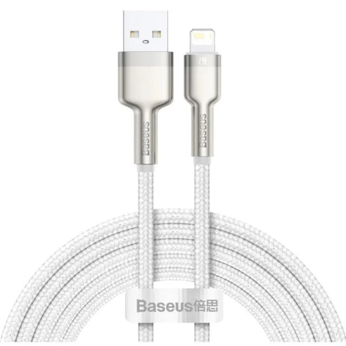Кабель Baseus Cafule Series Metal Data Cable USB to Lightning 2.4A 1m White (CALJK-A02)