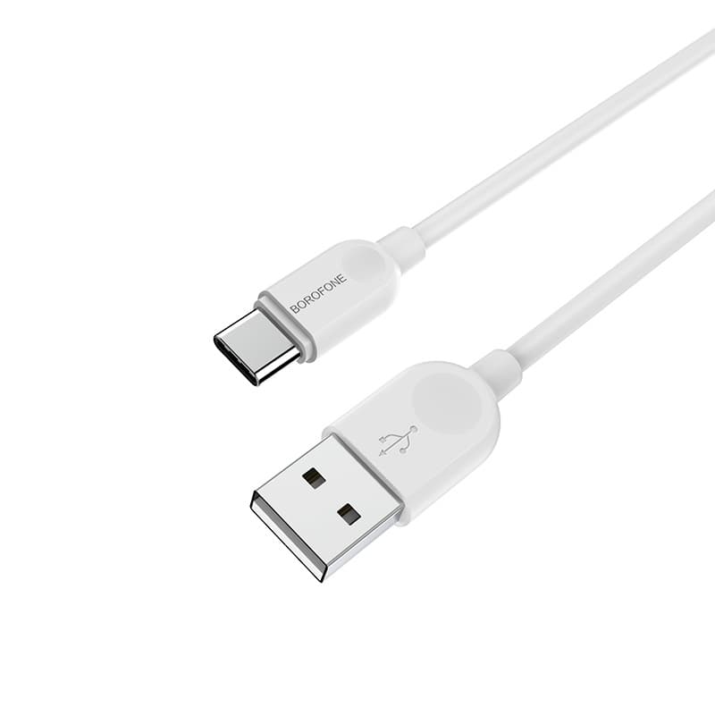 Кабель BOROFONE BX14 USB to Type-C 2.4A 2m PVC TPE connectors White
