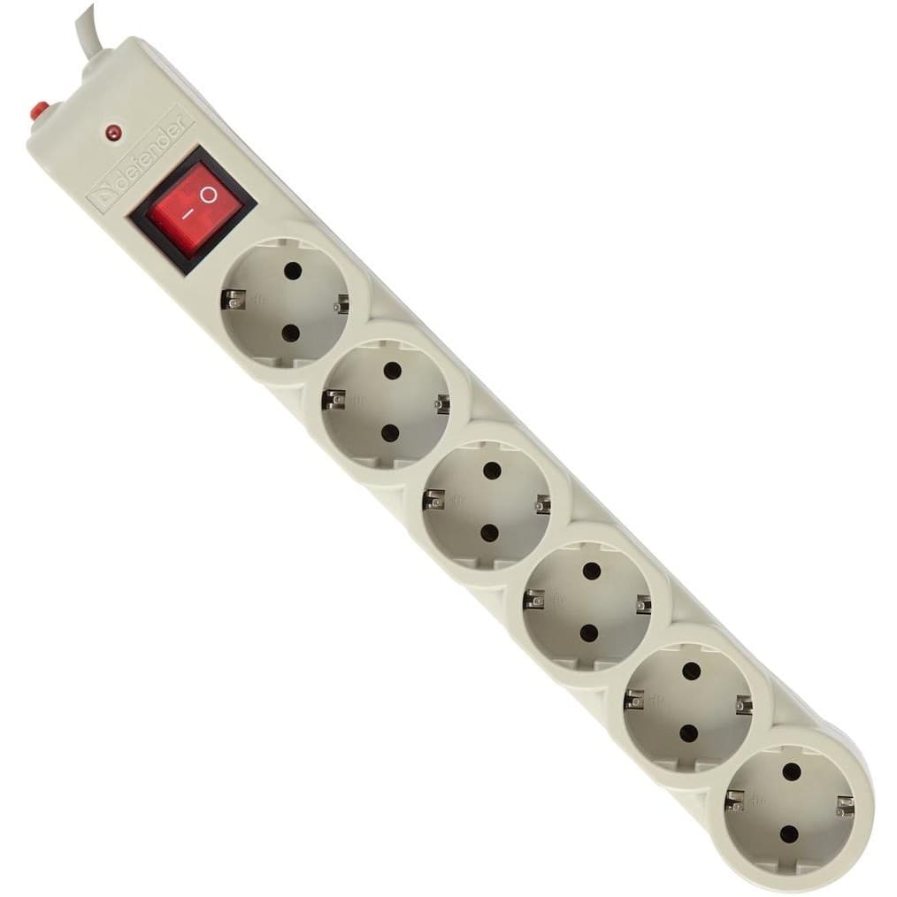 Мережевий фільтр подовжувач Power filtr 3м Defender DFS 6 розеток White (99407)