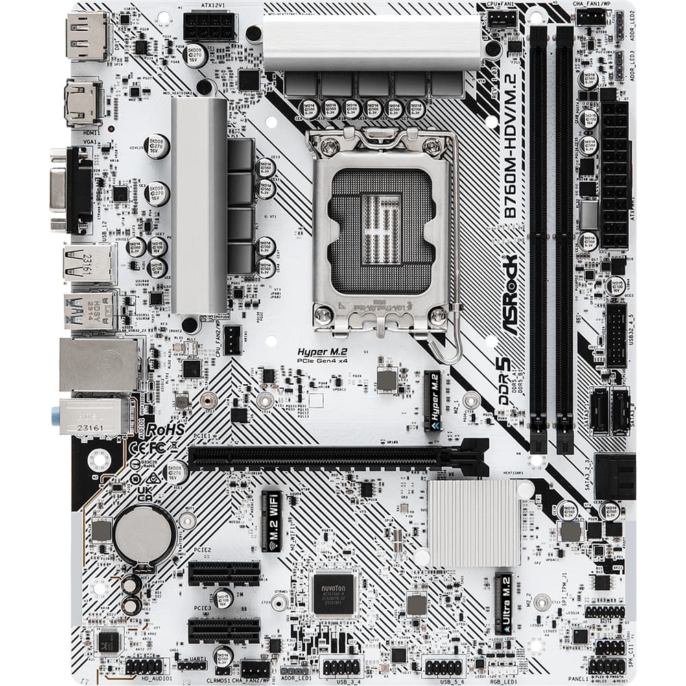 Материнська плата ASRock B760M-HDV/M.2 1700/B760 2xDDR5 1xPCIex16 4xSATAІІІ 2xM.2 2 2.5GLan 7.1ch mATX (B760M-HDV/M.2)