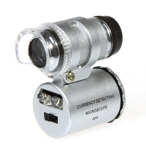 Карманный микроскоп с подсветкой 60X лупа 3xAG10 Silver (313121)