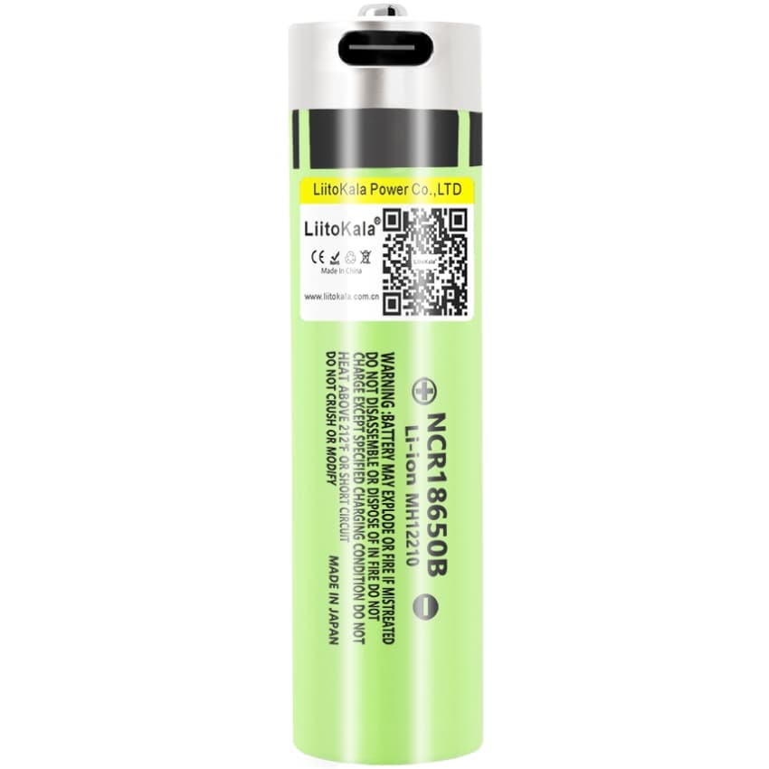 Акумулятор LiitoKala USB-34B 18650 3400mAh 3.7 Li-ion Type-C порт Green (Lii-USB-34B)