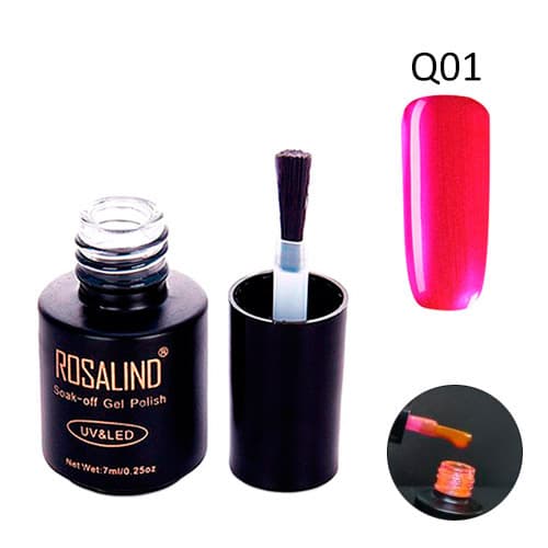 Гель-лак для нігтів манікюру Rosalind 7мл шелак вітражний для UV LED Q01 Pink (439095)