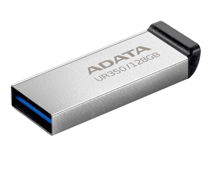 Флеш пам'ять флешка Flash A-DATA UR 350 128Gb USB 3.2 Silver-Black (UR350-128G-RSR/BK)