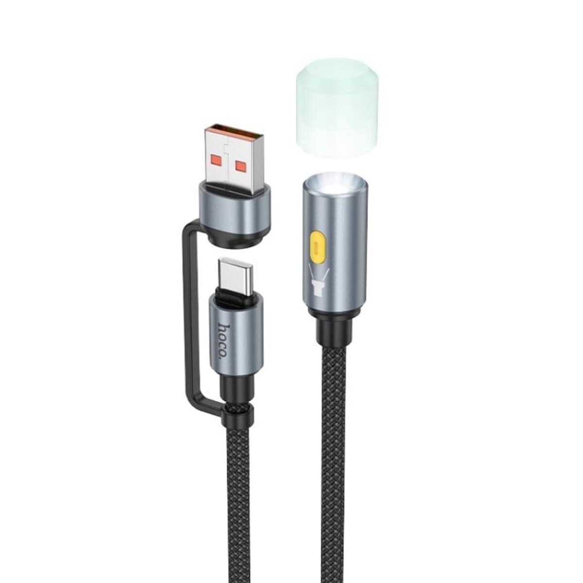 Кабель світильник HOCO UA38C USB/Type-C to LED light adapter cable 30см Black