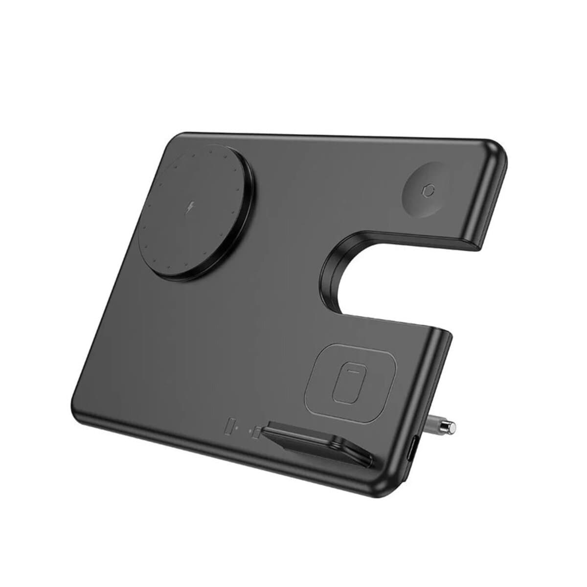 Бездротовий зарядний пристрій HOCO CQ1 Geek folding 3-in-1 magnetic wireless fast charger for iWatch Black