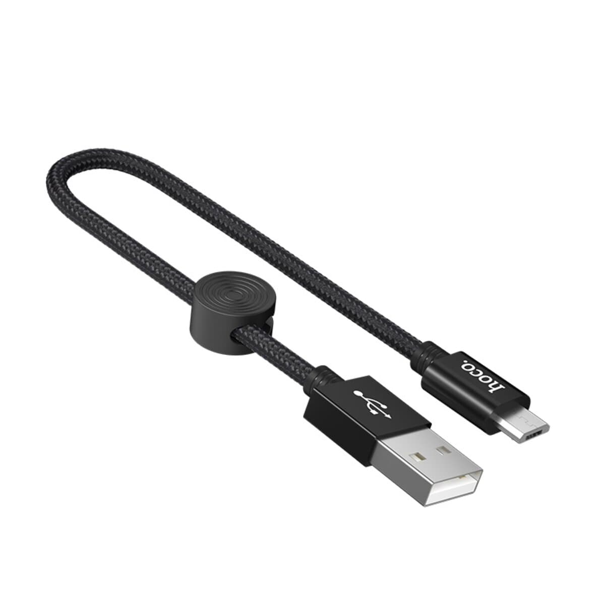 Кабель HOCO X35 USB to Micro-USB 2.4A 25см nylon aluminum connectors Black