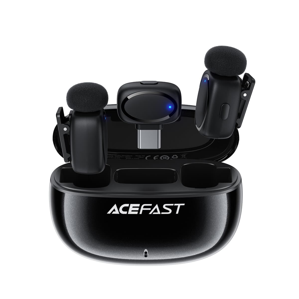 Комплект бездротових петличних мікрофонів ACEFAST R2 wireless lavalier microphones Type-C 300mAh Black