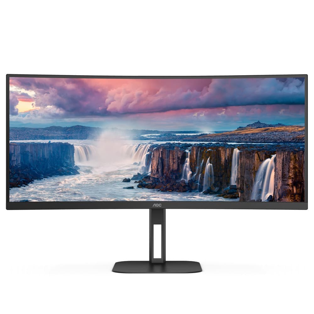 Монітор вигнутий AOC CU34V5C/BK TFT 34" WQHD VA 100Гц 1 мс HDMI DP USB-C USB-hub колонки Black (CU34V5C/BK)
