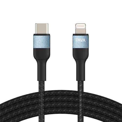 Кабель Pavareal Q33PD Type-C to Lightning 1m PD 30W в оплетке Black (927137)