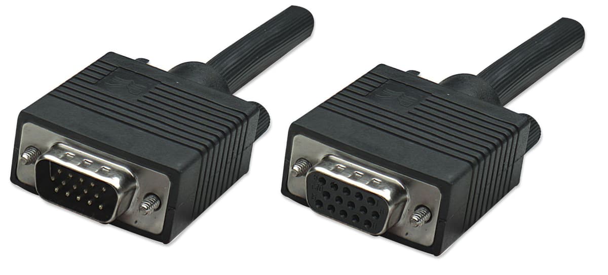 Кабель подовжувач Intracom Manhattan 313599 екранований VGA 15M-15F 3.0 м Black