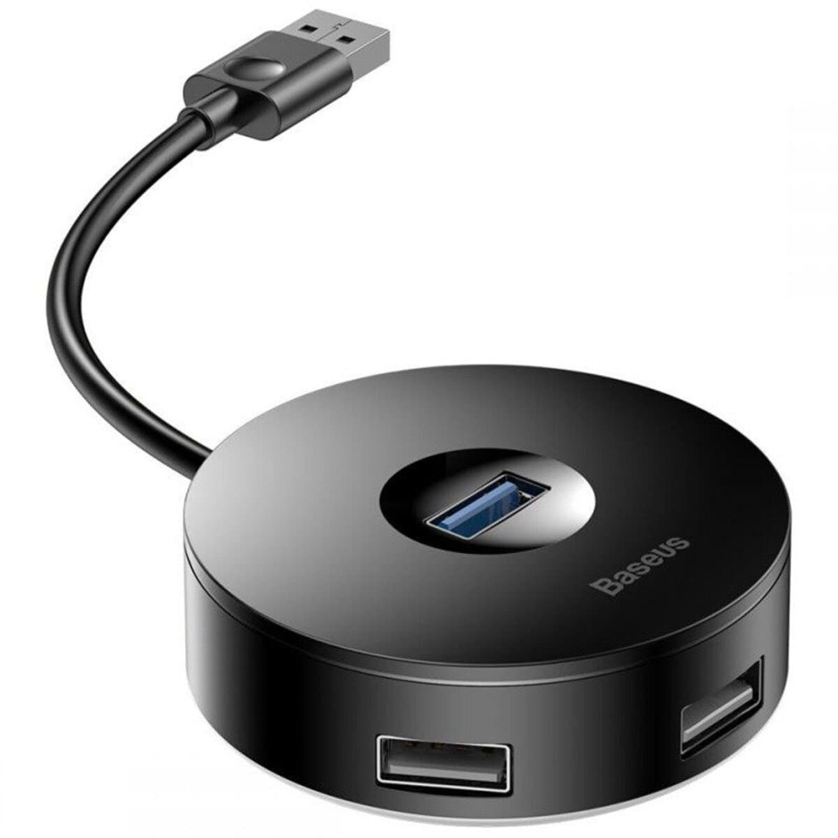 USB-хаб Baseus round box HUB Adapter USB3.0 to USB3.0x1+USB2.0x3 Black (CAHUB-F01)