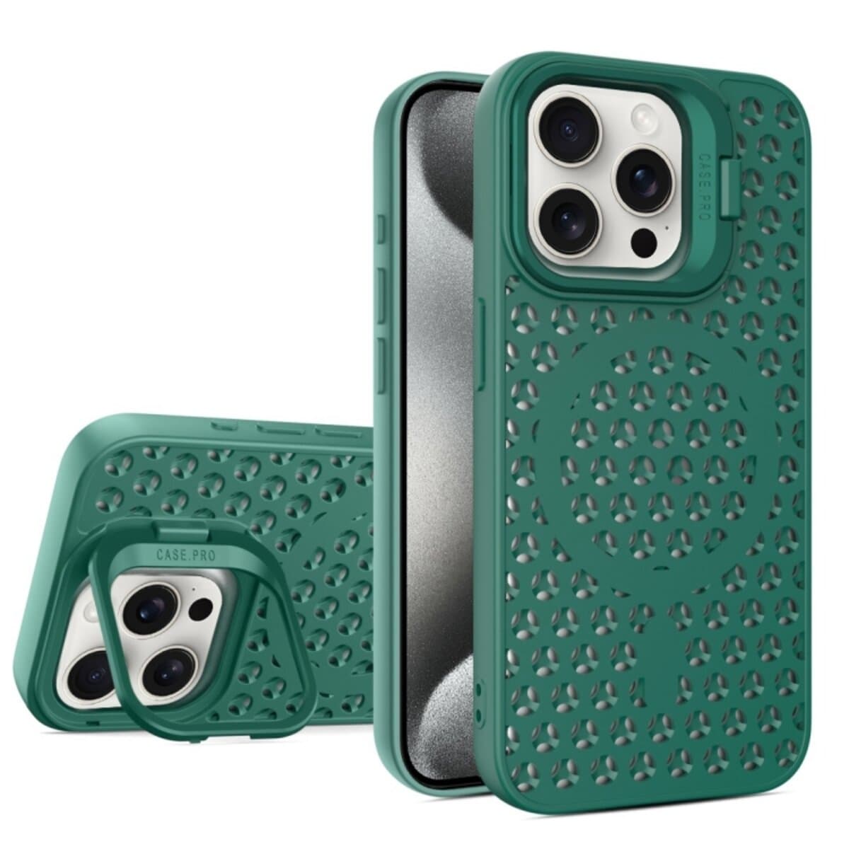 Защитный чехол-накладка Cosmic Grater Stand для Apple iPhone 15 Pro Dark Green (GRASTiP15PDarkGreen)