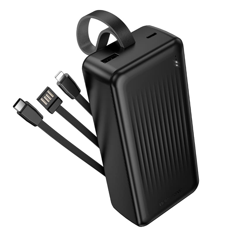 Powerbank павербанк УМБ BOROFONE BJ79B Clever with 3 cables 30000mAh Black