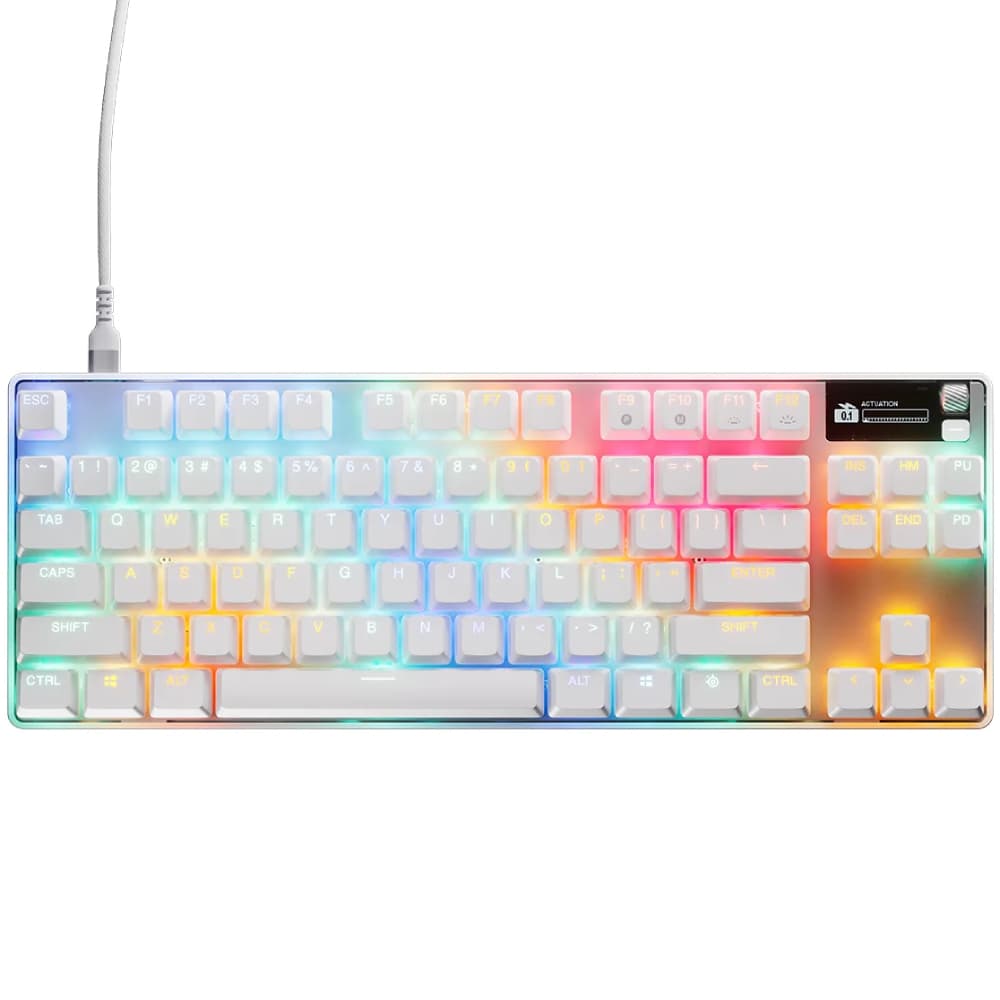 Дротова ігрова клавіатура SteelSeries Apex Pro TKL Gen 3 Англ/Укр HyperMagnetic OmniPoint 3.0 OLED USB White (64898)
