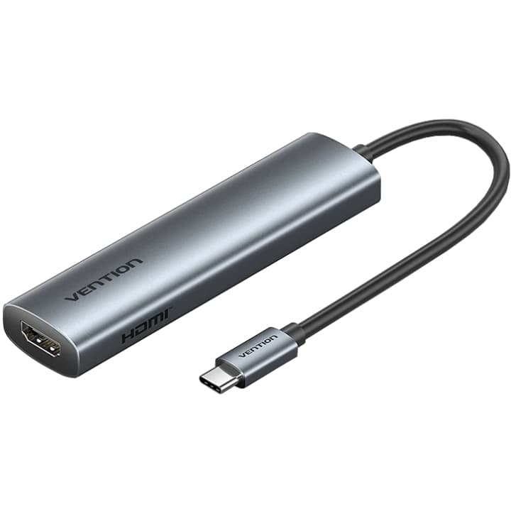 USB-хаб Vention USB3.0 Type-C to HDMI/USB 3.0/USB 2.0/Type-C 2.0/ PD 100W Hub 5-in-1 Grey (TGLHB)