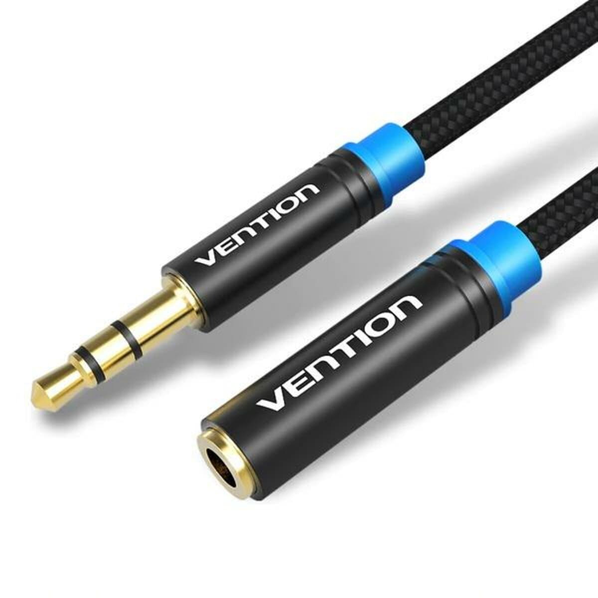 Аудіокабель подовжувач Vention Cotton Braided 3.5mm Audio Extension Cable 5m Metal Type Black (VAB-B06-B500-M)