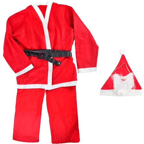 Костюм Санти Санта Клауса карнавальний з бородою і шапкою Red (510416)