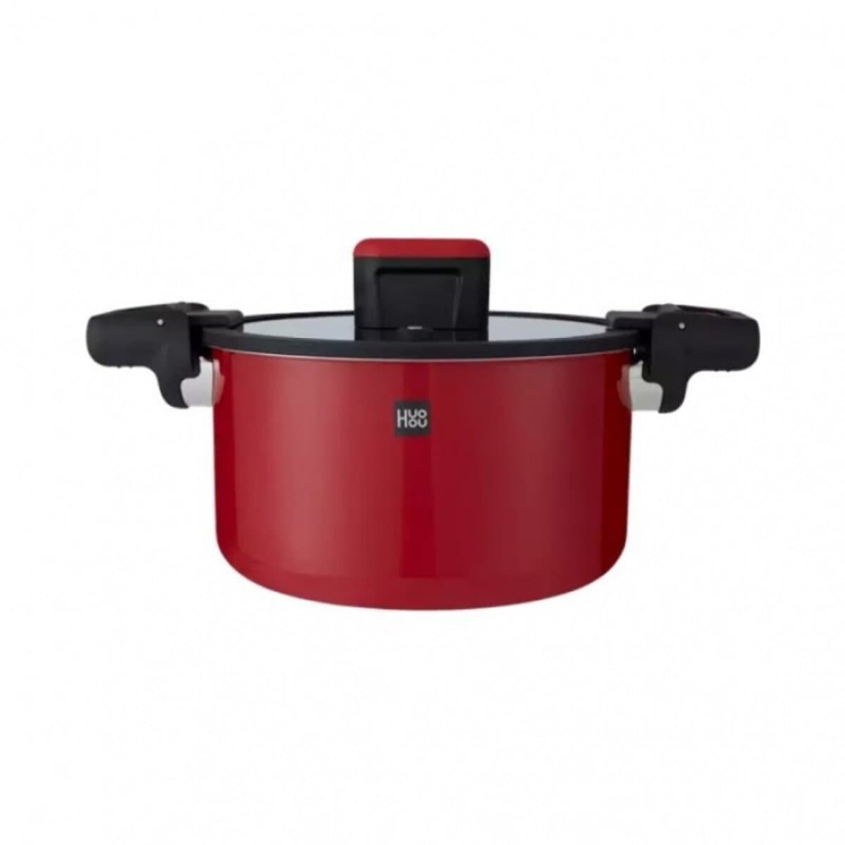 Кастрюля скороварка HuoHou Stainless Steel Enamel Micro Pressure Cooker 6л крышка 24см Red (HU0160)