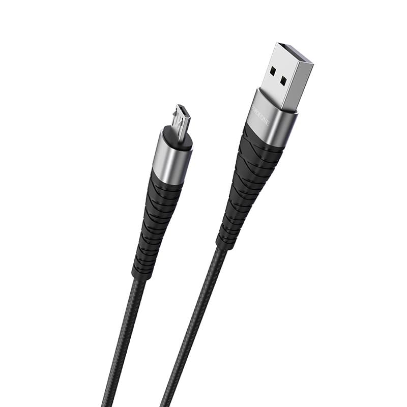 Кабель BOROFONE BX32 USB to Micro 2.4A 1m nylon aluminum+TPE connectors Black