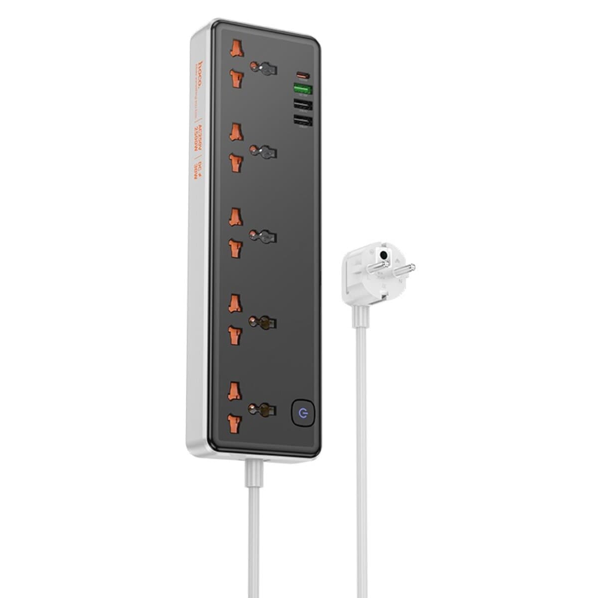 Мережевий подовжувач HOCO AC14A Rico 5-position socket PD 30W 1C3A USBx4 1.5м Black