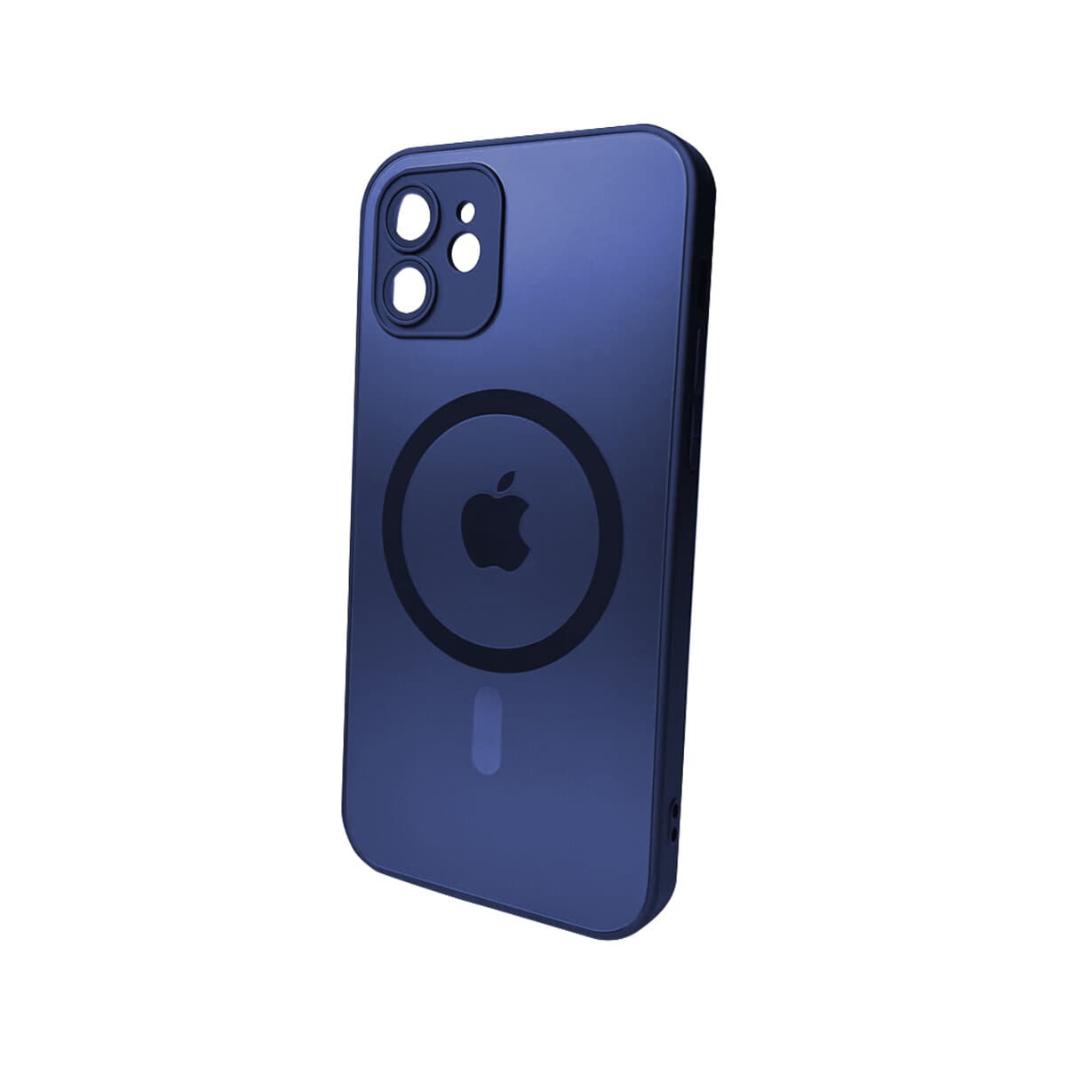 Защитный чехол-накладка AG Glass Matt Frame Color MagSafe Logo для Apple iPhone 12 Navy Blue (AGMattFrameMGiP12DBlue)