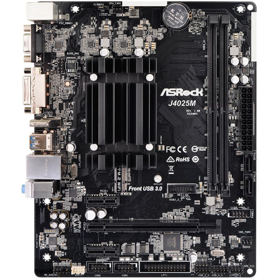 Материнська плата ASRock J4025M Intel Dual-Core 2.9GHz 2xDDR4 D-Sub HDMI DVI-D 1+2 PCIe 2xSATAIII mATX