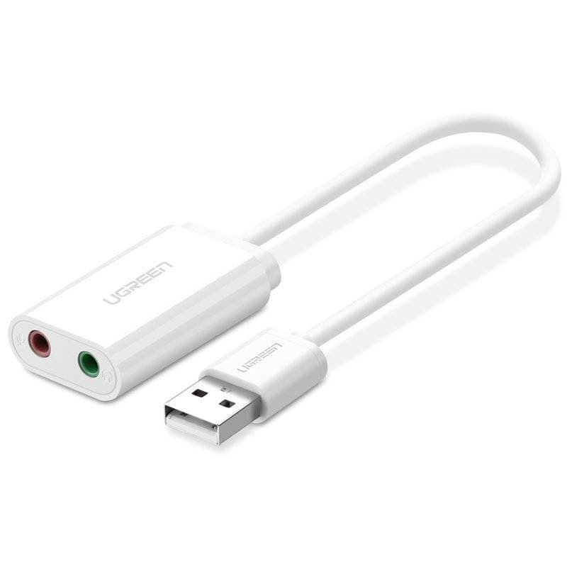 Звукова карта Ugreen US205 USB AUX jack TRRS Mic + Ear ALC4042 15cm White (30143)