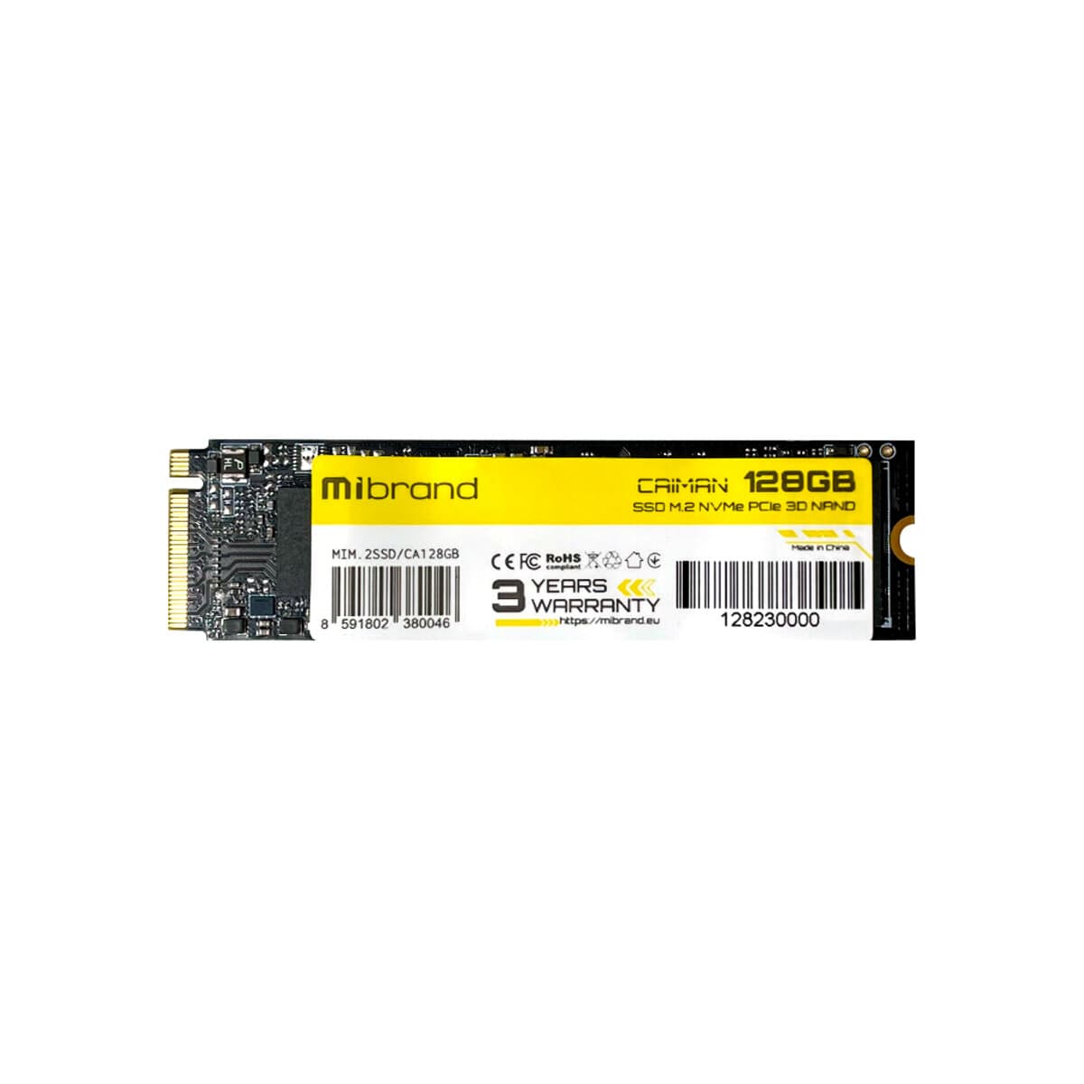 Твердотільний накопичувач SSD M.2 Mibrand Caiman 128GB NVMe 2280 PCIe 3.0 3D NAND (MIM.2SSD/CA128GB)