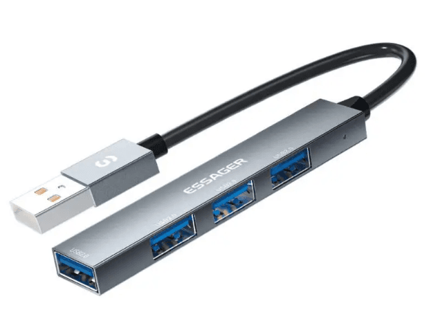 USB-хаб Essager Fengyang 4 in 1 Splitter USB-A port Grey (EHBA04-FY0G-P)