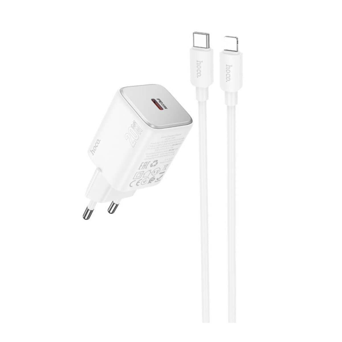 Зарядний пристрій HOCO N40 Mighty single port PD20W charger set Type-C to Lightning White