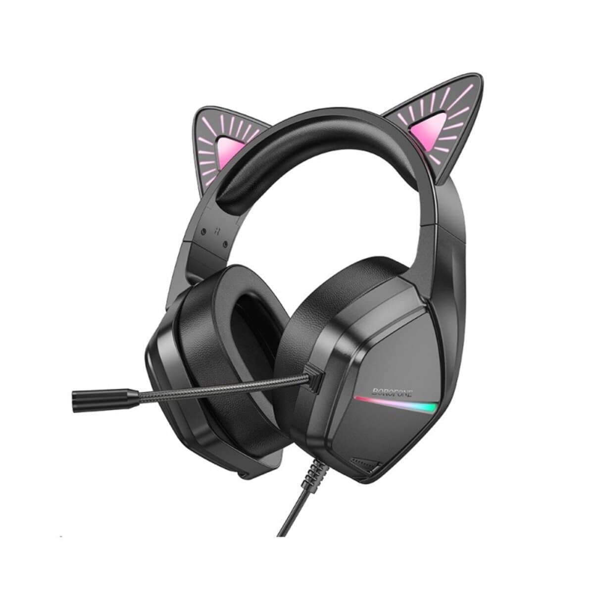 Проводные игровые наушники с микрофоном BOROFONE BO106 Cute cat ear luminous gaming headphones Phantom Cat